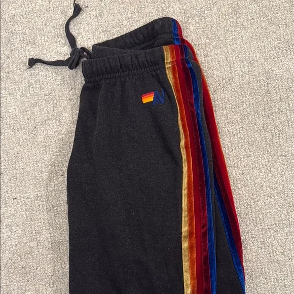 Aviator Nation Black Pants & Jumpsuit with Velvet Rainbow Stripes - Picture 3 of 3